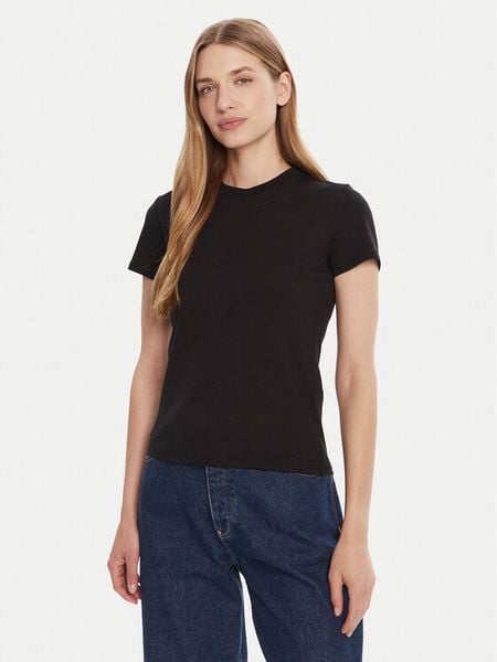 Calvin Klein T-Shirt LV044C216G Czarny Regular Fit. Czarne t-shirty Calvin Klein, s, bez wzorów, z bawełny, bez kołnierzyka, bez ramiączek. Za 139,99 zł.