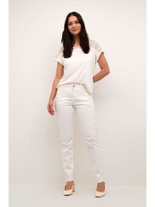 Cream Dżinsy - Slim fit - w kolorze białym rozmiar: W31/L30. Białe jeansy Cream, z aplikacjami, ze skóry. Za 165,99 zł.