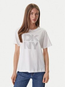 DKNY T-Shirt DJ6T1741 Biały Relaxed Fit. Białe t-shirty DKNY, l, bez wzorów, z bawełny, bez kołnierzyka, bez ramiączek. Za 219,99 zł.
