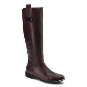Bordowe Kozaki Chebello Damskie Skórzane Buty. Czerwone kozaki CheBello, na jesień, bez wzorów, ze skóry, bez obcasa, na obcasie, bez zapięcia. Za 299,00 zł.