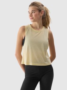 4F Top oversize do jogi z dodatkiem modalu damski - żółty XXL. Żółte topy 4f, s, bez wzorów, z dzianiny, klasyczne, bez kołnierzyka, bez ramiączek. W wyprzedaży za 19,99 zł.