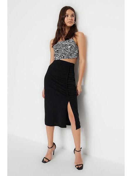 Trendyol Spódnica w kolorze czarnym rozmiar: S. Czarne spódnice Trendyol, s, bez wzorów, z bawełny, midi. Za 37,38 zł.