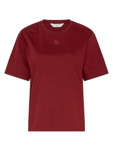 MOSS COPENHAGEN Koszulka w kolorze bordowym rozmiar: M/L. Czerwone bluzki Moss Copenhagen, l, bez wzorów, z bawełny, bez kołnierzyka, bez ramiączek. Za 82,99 zł.