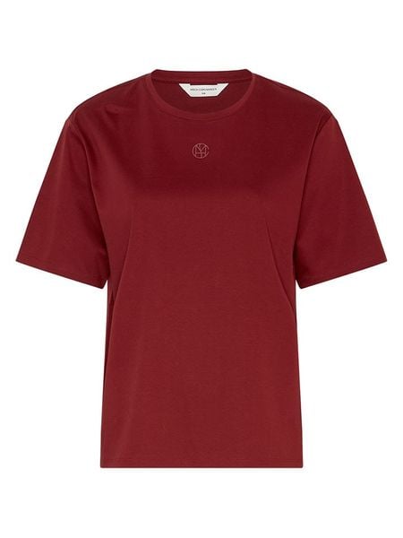 MOSS COPENHAGEN Koszulka w kolorze bordowym rozmiar: L/XL. Czerwone bluzki Moss Copenhagen, l, bez wzorów, z bawełny, bez kołnierzyka, bez ramiączek. Za 135,17 zł.