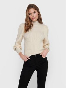 ONLY Sweter Katia 15232494 Beżowy Regular Fit. Brązowe swetry klasyczne ONLY, m, z wiskozy, bez kołnierzyka. Za 149,99 zł.