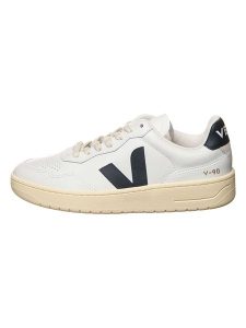 Veja Skórzane sneakersy "V 90" w kolorze biało-czarnym rozmiar: 48. Białe trampki Veja, bez wzorów, bez zapięcia. Za 439,24 zł.