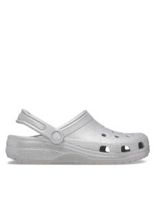 Crocs Klapki Classic Glitter Clog 205942 Srebrny. Szare klapki Crocs, bez wzorów, z tworzywa sztucznego, bez obcasa. Za 199,99 zł.