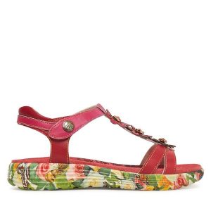 Sandały Laura Vita. Czerwone sandały LAURA VITA, bez wzorów, bez obcasa, na płaskiej podeszwie, bez zapięcia. Za 399,99 zł.