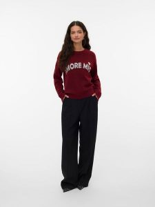 Vero Moda Sweter w kolorze bordowym rozmiar: XL. Czerwone swetry oversize Vero Moda, s, bez wzorów, z materiału, bez ramiączek. Za 86,99 zł.