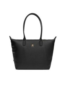 Tommy Hilfiger Torebka Popette Soft AW0AW17705 Czarny. Czarne shopper bag TOMMY HILFIGER, bez wzorów, ze skóry, bez dodatków. Za 559,99 zł.