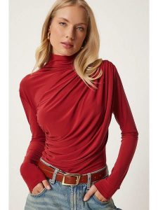 Happiness Istanbul Koszulka w kolorze czerwonym rozmiar: 36. Czerwone bluzki Happiness Istanbul, bez wzorów, bez kołnierzyka, bez ramiączek. Za 60,99 zł.