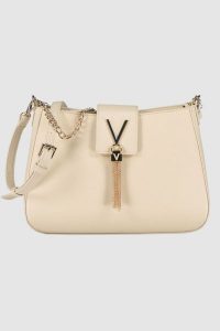 VALENTINO Beżowa listonoszka Divina. Brązowe listonoszki Valentino by Mario Valentino, bez wzorów, bez dodatków. W wyprzedaży za 380,99 zł.