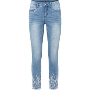 Dżinsy Skinny, mid waist. Niebieskie jeansy bonprix, bez wzorów, z jeansu. Za 169,99 zł.