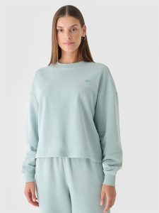 4F Bluza dresowa nierozpinana bez kaptura damska - turkusowa L. Niebieskie bluzy 4f, l, bez wzorów, z bawełny, bez kaptura. W wyprzedaży za 59,99 zł.