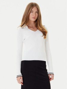 PINKO Sweter Linosa 105418 A2PS Biały Regular Fit. Białe swetry klasyczne Pinko, m, z wiskozy, bez kołnierzyka. Za 499,99 zł.