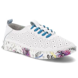 Półbuty damskie Vinceza, cholewka ze skóry naturalnej z perforacją zapewniającą przewiewność klasyczne wiązanie w kontrastowym kolorze, białe, 102656. Białe półbuty VINCEZA, bez wzorów, ze skóry, bez obcasa, bez zapięcia. Za 135,90 zł.