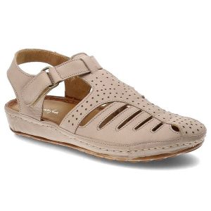 Beżowe Sandały Maciejka Skórzane Buty Damskie. Brązowe sandały Maciejka, w ażurowe wzory, ze skóry, bez obcasa, na platformie, bez zapięcia. Za 279,00 zł.