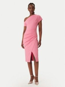 Rinascimento Sukienka koktajlowa CFC0127793003 Różowy Slim Fit. Czerwone sukienki Rinascimento, xl, bez wzorów, z syntetyku, wizytowe, bez kołnierzyka, bez ramiączek. Za 599,99 zł.