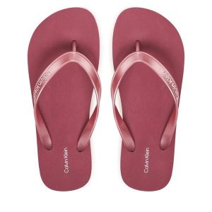 Japonki Calvin Klein. Czerwone klapki Calvin Klein, bez wzorów, bez obcasa. Za 189,99 zł.