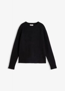 Sweter z dzianiny z raglanowymi rękawami. Brązowe golfy bonprix, bez wzorów, z dzianiny. Za 109,99 zł.