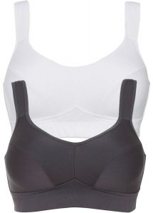 Biustonosz sportowy, średni stopień podtrzymywania biustu (2 szt.). Szare biustonosze sportowe bonprix, bez wzorów. Za 142,99 zł.