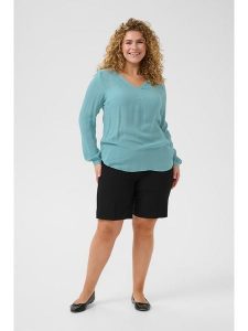 KAFFE curve Bluzka w kolorze turkusowym rozmiar: 44. Niebieskie bluzki KAFFE curve, bez wzorów, z wiskozy, bez kołnierzyka, bez ramiączek. Za 43,99 zł.