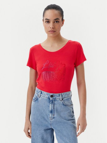 Liu Jo Beachwear T-Shirt VA5157 JS360 Czerwony Regular Fit. Czerwone t-shirty Liu Jo Beachwear, l, bez wzorów, z wiskozy, bez kołnierzyka, bez ramiączek. Za 169,99 zł.
