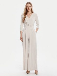 Rinascimento Kombinezon CFC0126185003 Beżowy Regular Fit. Brązowe sukienki Rinascimento, m, bez wzorów, z syntetyku, bez kołnierzyka, bez ramiączek. Za 509,99 zł.