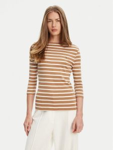 Tommy Hilfiger Bluzka New Cody WW0WW40589 Brązowy Slim Fit. Brązowe bluzki TOMMY HILFIGER, l, bez wzorów, z bawełny, bez kołnierzyka, bez ramiączek. Za 169,99 zł.
