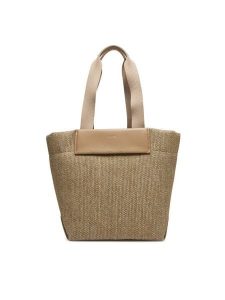Calvin Klein Torebka Ck Raffia Medium Shopper K60K613174 Brązowy. Brązowe shopper bag Calvin Klein, bez wzorów, z tworzywa sztucznego, bez dodatków. Za 339,99 zł.