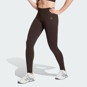 Legginsy Workout Essentials Knit Scrunch 7/8. Brązowe legginsy ADIDAS, bez wzorów, z dzianiny, z podwyższonym stanem, długie. Za 239,00 zł.