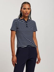 Cross Jeans Koszulka w kolorze granatowo-białym rozmiar: XS. Białe bluzki Cross Jeans, xs, bez wzorów, z jeansu, bez kołnierzyka, bez ramiączek. Za 39,49 zł.