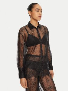 Hunkemöller Koszula Camille 300608 Czarny Relaxed Fit. Czarne koszule Hunkemöller, xs, bez wzorów, z syntetyku, bez kołnierzyka, bez ramiączek. Za 119,99 zł.