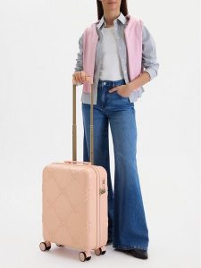 Nine West Walizka kabinowa CEO-NW-S-006-09 BEIGE Beżowy. Brązowe walizki Nine West, bez wzorów, z tworzywa sztucznego. Za 299,99 zł.