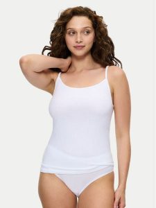 Triumph Top Sense Of Cotton 10224958 Biały Slim Fit. Białe topy Triumph, bez wzorów, z bawełny, bez kołnierzyka, bez ramiączek. Za 41,15 zł.