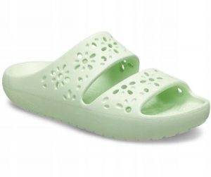 Klapki Dla Dorosłych Crocs Classic Floral Cut Out. Zielone klapki Crocs, bez wzorów, z materiału, bez obcasa. Za 159,99 zł.