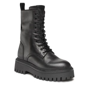 Trapery GINO ROSSI. Czarne buty zimowe Gino Rossi, bez obcasa, bez zapięcia. Za 279,99 zł.