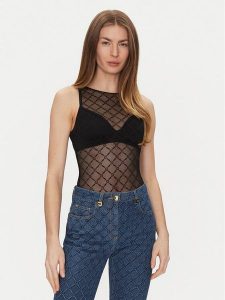 Elisabetta Franchi Body BO-020-51E2-V150 Czarny Slim Fit. Czarne body i gorsety Elisabetta Franchi, bez wzorów, z syntetyku. Za 329,99 zł.