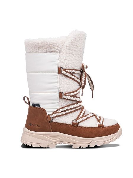 LUHTA Kozaki zimowe "Upea" w kolorze biało-brązowym rozmiar: 41. Białe kozaki Luhta, na zimę, bez wzorów, z materiału, bez obcasa, bez zapięcia. Za 361,99 zł.