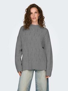 ONLY Sweter w kolorze szarym rozmiar: XL. Szare swetry oversize ONLY, xl, bez wzorów, ze splotem, bez ramiączek. Za 70,24 zł.