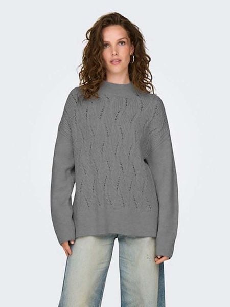 ONLY Sweter w kolorze szarym rozmiar: M. Szare swetry oversize ONLY, m, bez wzorów, ze splotem, bez ramiączek. Za 78,66 zł.