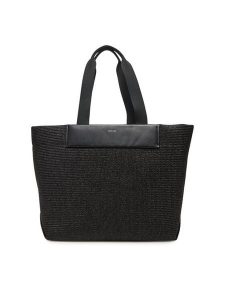 Calvin Klein Torebka Ck Raffia Large Shopper K60K613025 Czarny. Czarne shopper bag Calvin Klein, bez wzorów, z tworzywa sztucznego, bez dodatków. Za 349,99 zł.