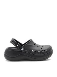 Crocs Klapki BAYA PLATFORM CLOG 208186-001 Czarny. Czarne klapki Crocs, bez wzorów, z syntetyku, bez obcasa. Za 236,99 zł.