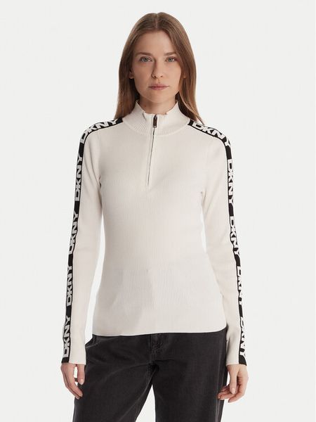 DKNY Sweter P5MSAY01 Écru Slim Fit. Swetry klasyczne DKNY, s, z wiskozy, bez kołnierzyka. Za 399,99 zł.