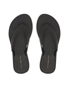 Tommy Hilfiger Japonki Scandi FW0FW09206 Czarny. Czarne klapki TOMMY HILFIGER, bez wzorów, ze skóry, bez obcasa. Za 189,99 zł.