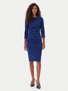 Rinascimento Sukienka koktajlowa CFC0126154003 Granatowy Slim Fit. Niebieskie kombinezony Rinascimento, l, bez wzorów, z syntetyku, wizytowe, bez kołnierzyka, bez ramiączek. Za 419,99 zł.