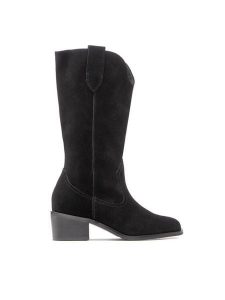 Simple Kowbojki SL-44-02-000113 Czarny. Czarne buty zimowe Simple, bez wzorów, ze skóry, bez obcasa, na słupku, bez zapięcia. Za 549,00 zł.