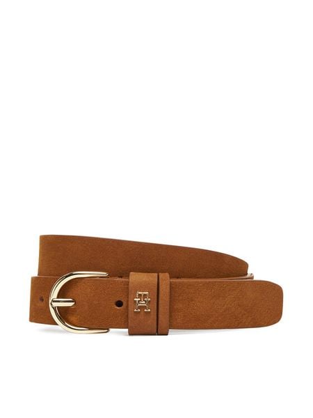 Tommy Hilfiger Pasek Damski Essential Effortless 2.5 AW0AW17762 Brązowy. Brązowe paski TOMMY HILFIGER, bez wzorów, z nubiku. Za 189,99 zł.