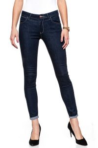 WRANGLER HIGH SKINNY COSY TOUCH W27HRL21N 112128115. Niebieskie jeansy Wrangler, bez wzorów, z jeansu, z podwyższonym stanem. W wyprzedaży za 89,99 zł.