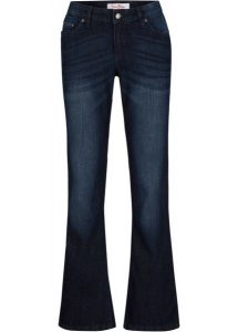 Dżinsy Bootcut Mid Waist, ze stretchem. Niebieskie jeansy bonprix, bez wzorów, z jeansu. Za 99,99 zł.